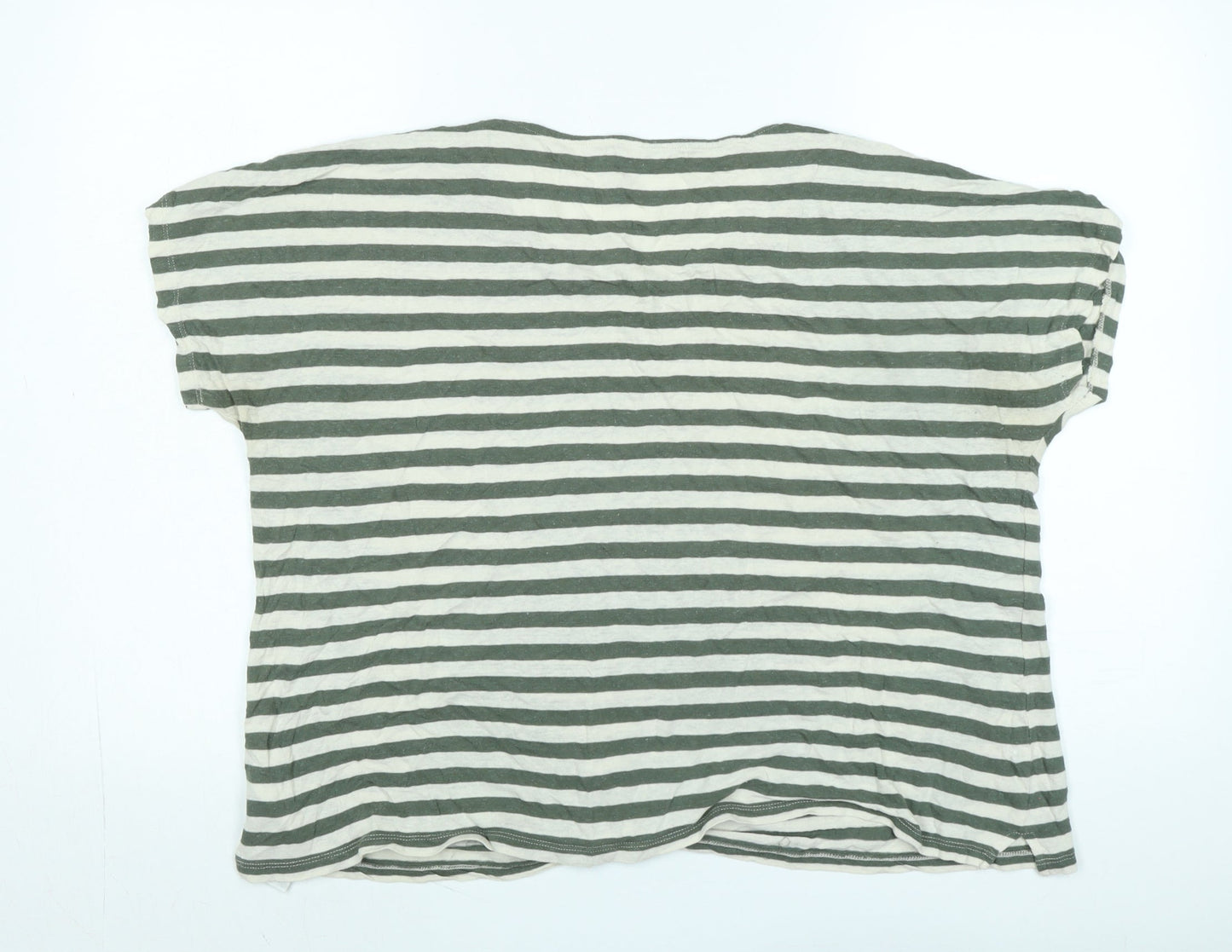 Soyaconcept Womens Green Cotton Basic T-Shirt Size L Boat Neck - Logo