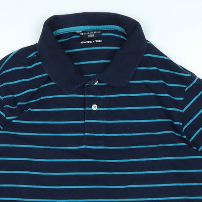 Blue Harbour Mens Blue Cotton Polo Size M Collared - Logo