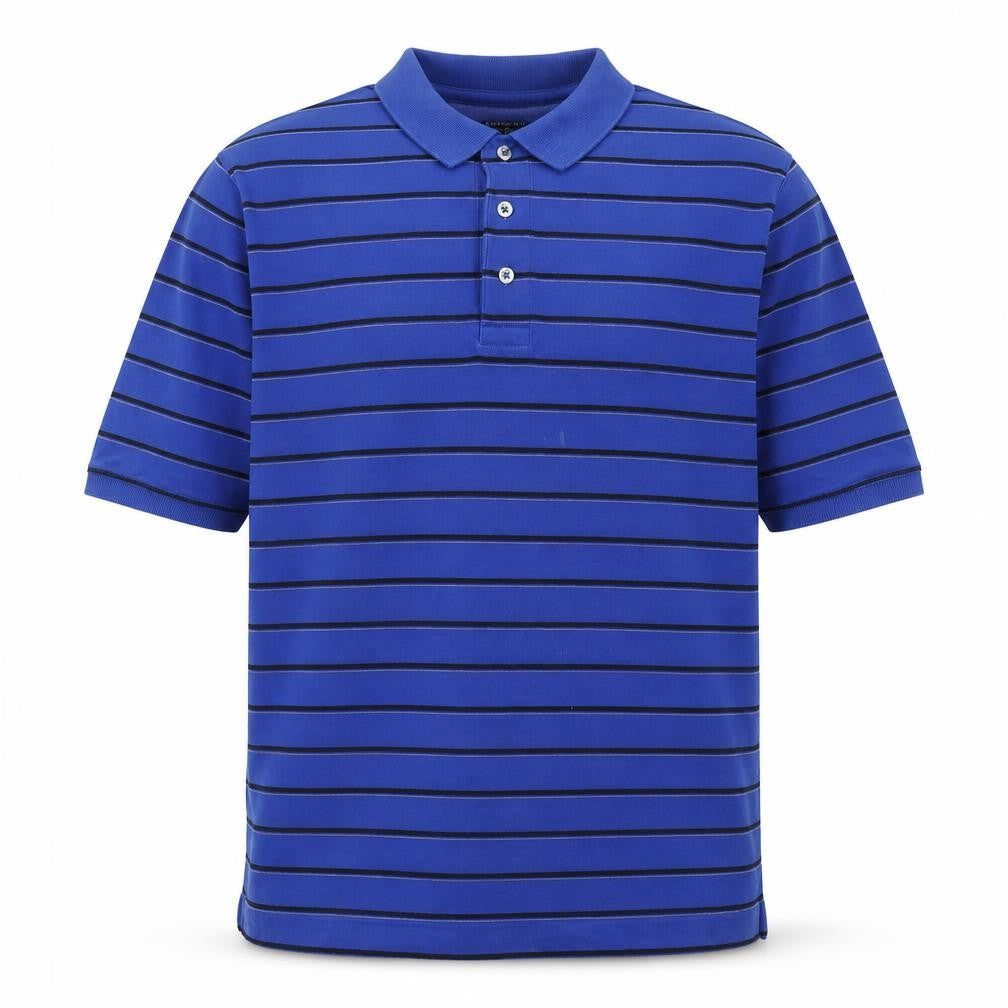 Lands' End Mens Blue Cotton Polo Size M Collared Button - Logo