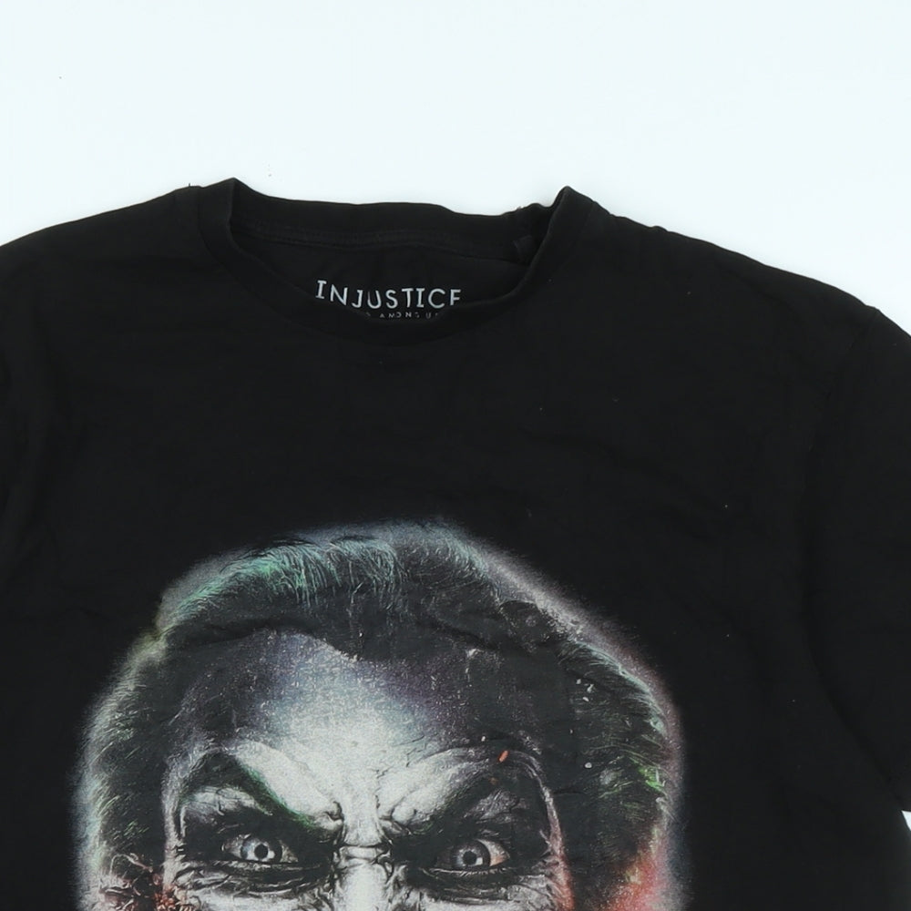 Injustice Mens Black Cotton T-Shirt Size M Crew Neck - Logo