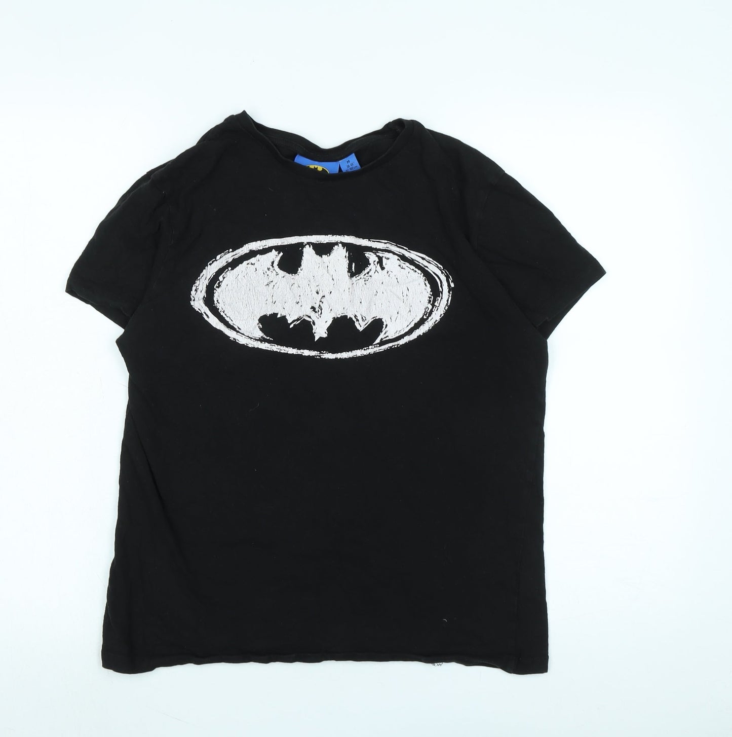 Batman Boys Black Cotton Basic T-Shirt Size L Crew Neck - Logo