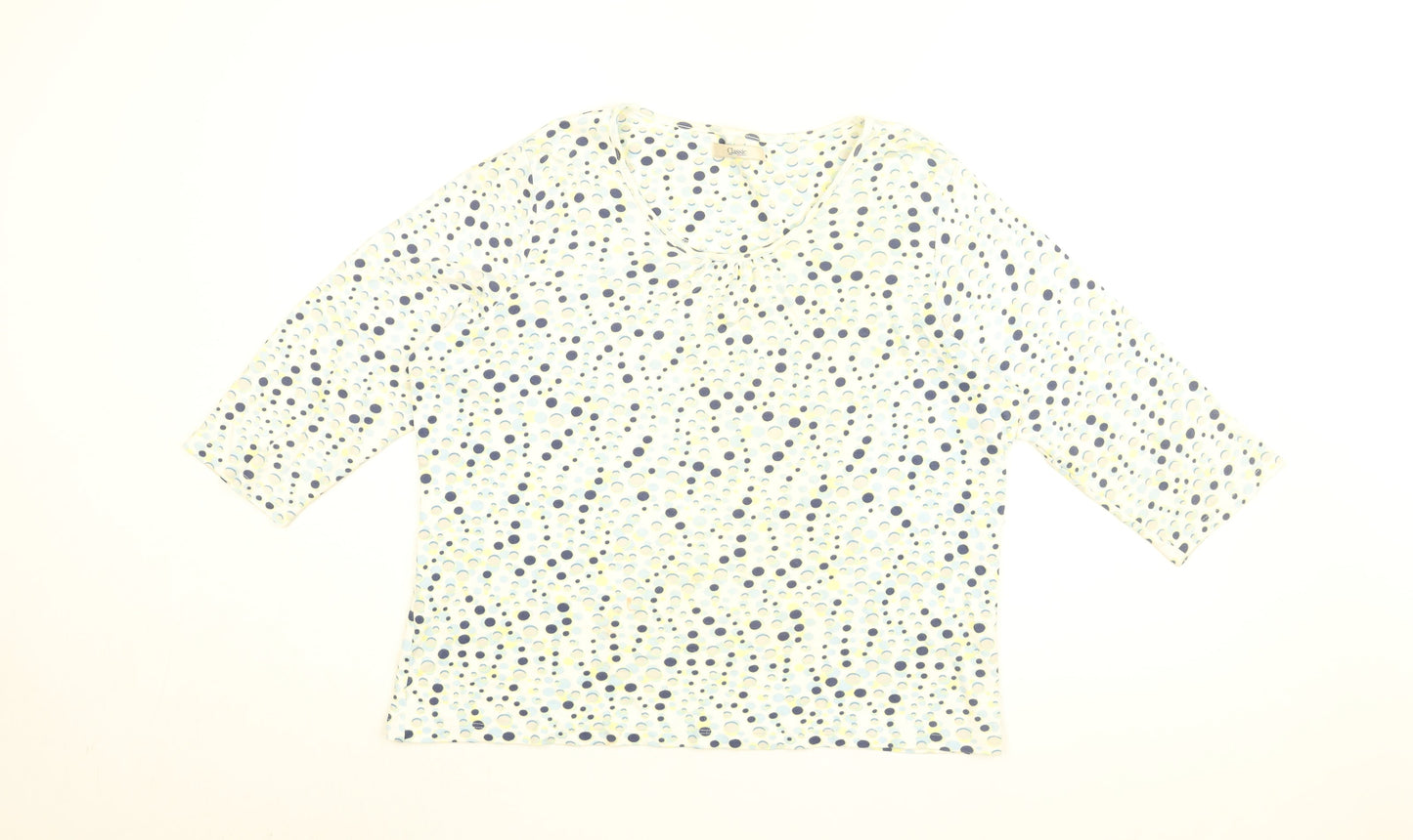 Marks and Spencer Womens White Polka Dot Cotton Basic T-Shirt Size 16 Round Neck