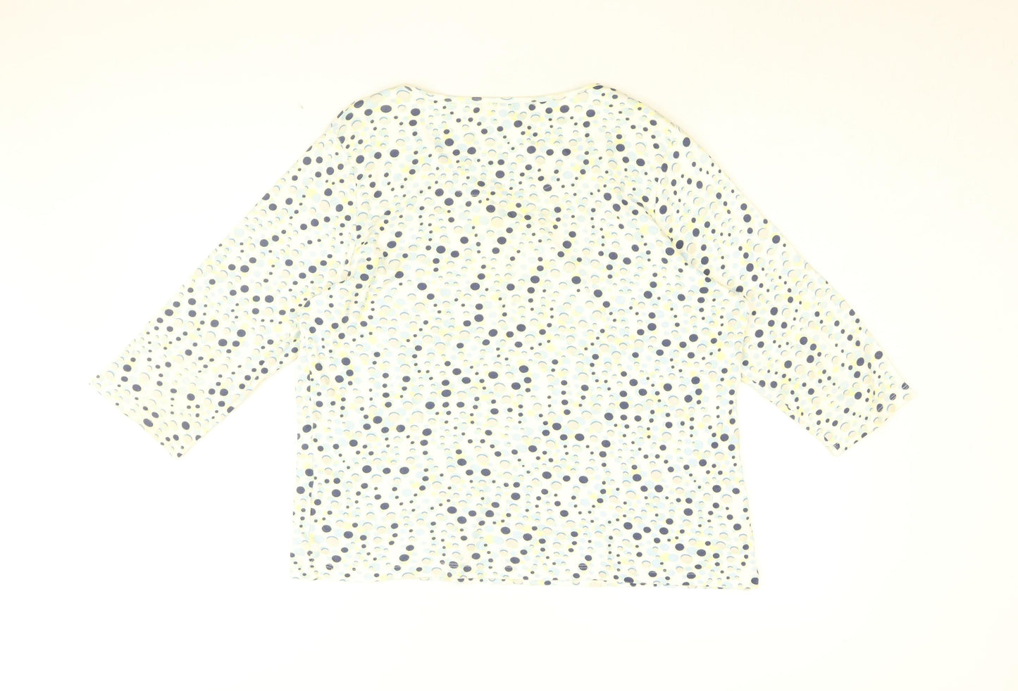 Marks and Spencer Womens White Polka Dot Cotton Basic T-Shirt Size 16 Round Neck