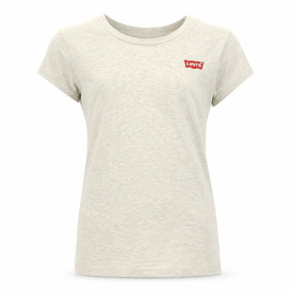 Front view of Levi's girls’ grey cotton basic t-shirt, size 14, years round neck pullover