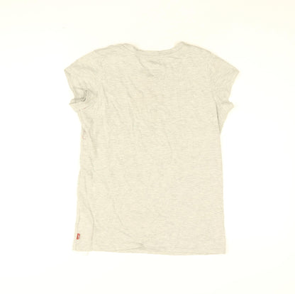 Back view of Levi's girls’ grey cotton basic t-shirt, size 14, years round neck pullover
