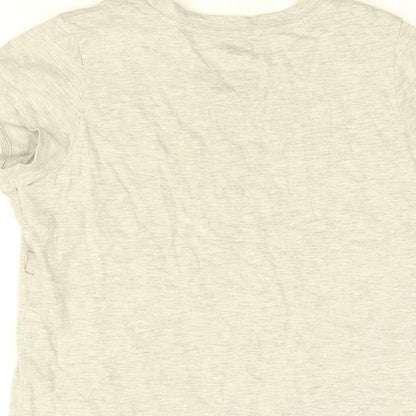 Brand and care label for Levi's girls’ grey cotton basic t-shirt, size 14, years round neck pullover