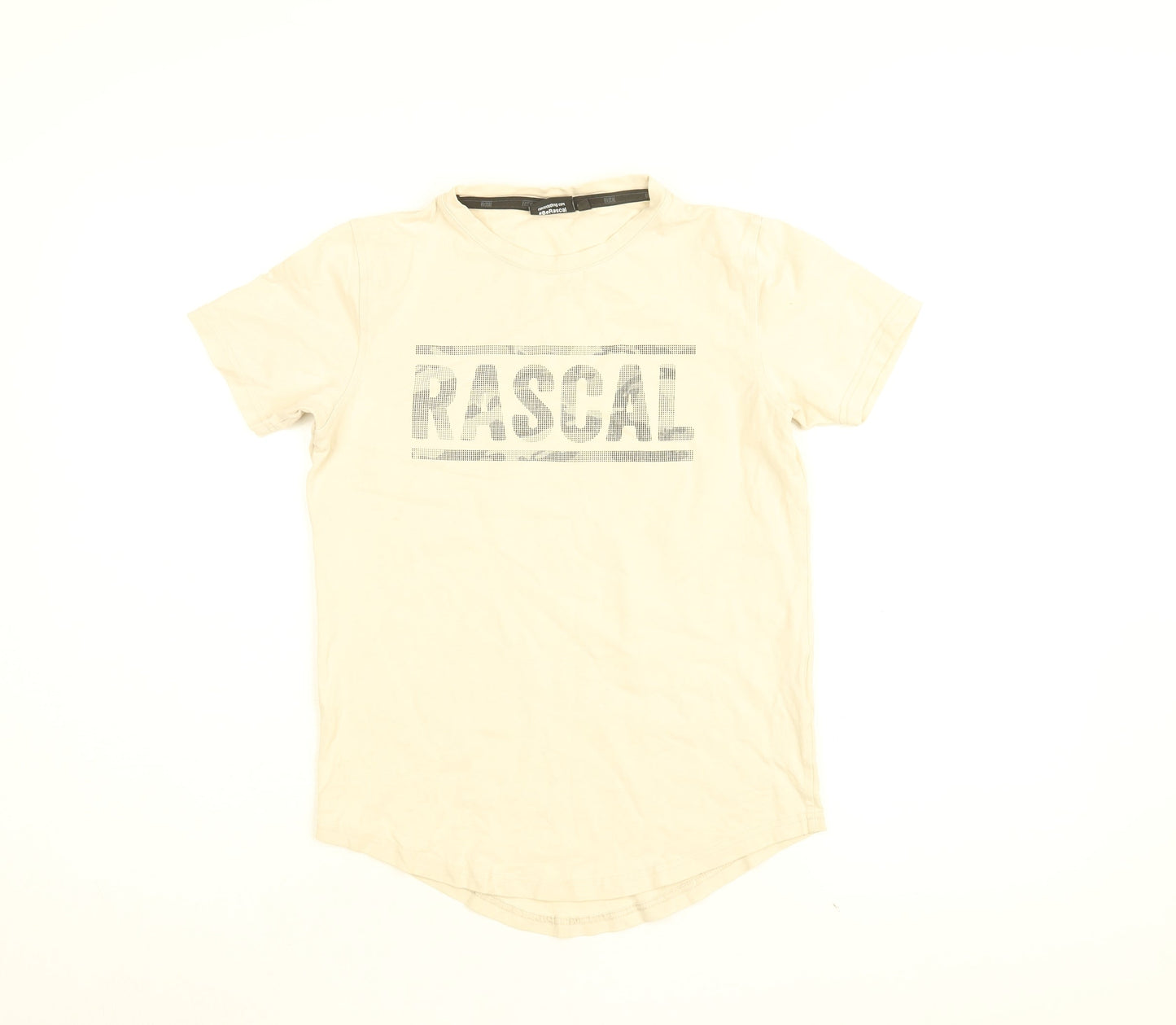 Rascal Boys Ivory Cotton Basic T-Shirt Size L Round Neck Pullover - Rascal