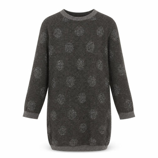 Mango Girls Grey Polka Dot Polyester Jumper Dress Size 7-8 Years Round Neck Pullover