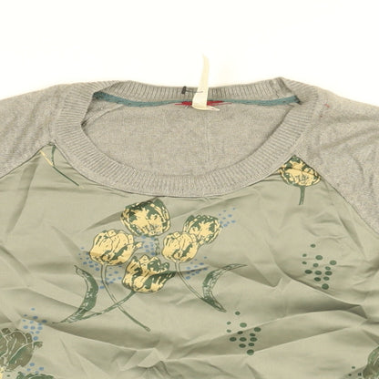 Next Womens Grey Floral Nylon Basic Blouse Size M Round Neck