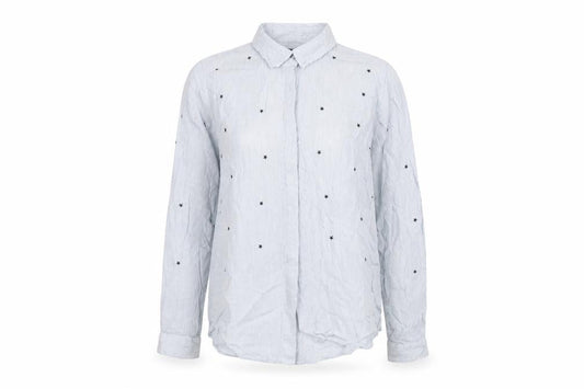 Label Lab Womens Blue Striped Viscose Basic Button-Up Size 10 Collared - Star print