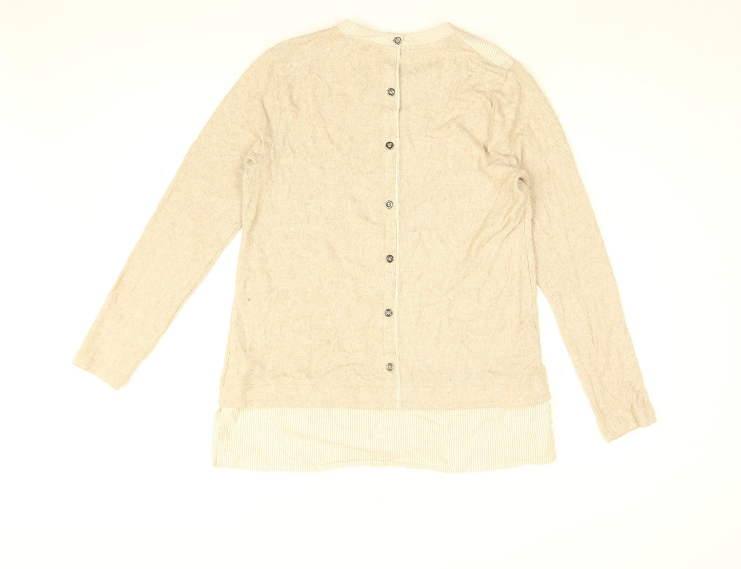 Maison De Nimes Womens Beige Viscose Basic T-Shirt Size 12 Round Neck