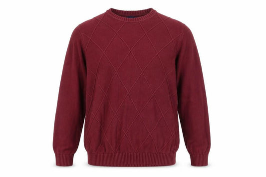 Front view of Atlantic Bay Red Argyle Knit Cotton Pullover L