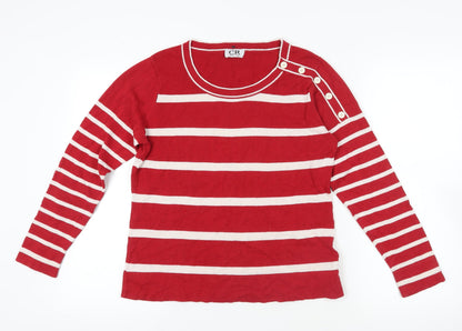 Additional front view of Carroll Reed Red Striped jumper