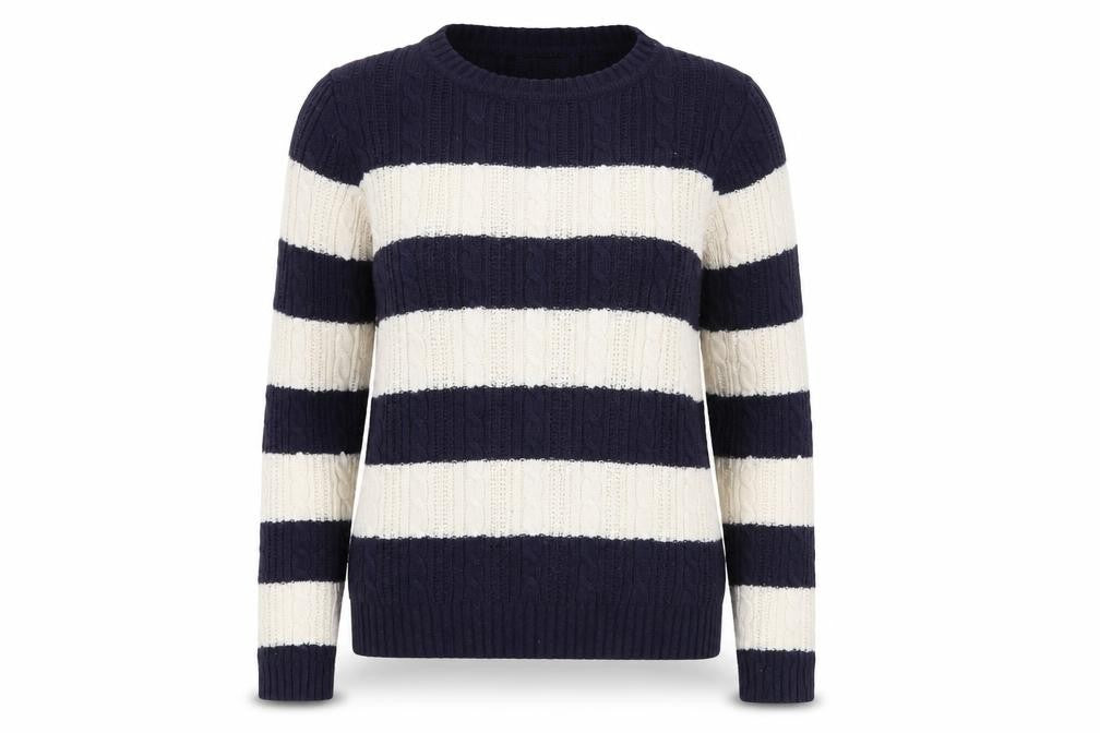 Blonde + Blonde Striped Cable Knit Jumper, Size 14
