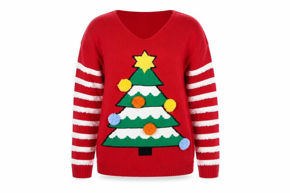 Pura Moda Red Christmas Jumper M Pullover V-Neck