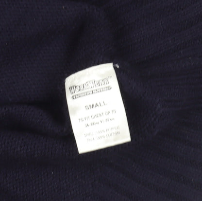 Close-up detail of Workwear Black jumper, size S, Crew Neck