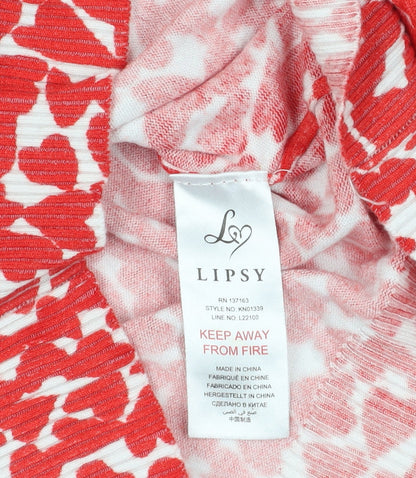 Close-up detail of Lipsy Red Animal Print jumper, size 14