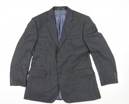 Additional front view of Berwin & Berwin Grey Wool Blazer, size M, Two-Button