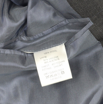Brand and care label for Berwin & Berwin Grey Wool Blazer, size M, Two-Button