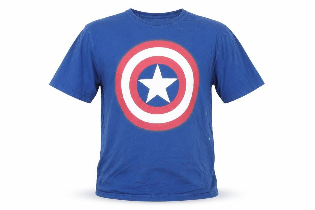 Marvel Blue Captain America T-Shirt L Men's Comic