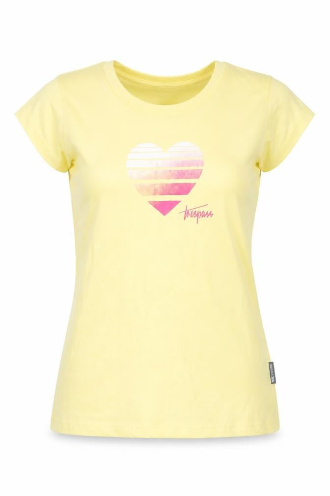 Trespass Yellow Heart Print T-Shirt, Size S