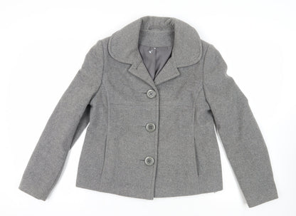 Additional front view of Dorothy Perkins Grey Buttoned Wool Jacket, size 12
