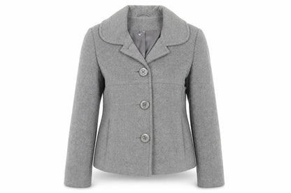 Front view of Dorothy Perkins Grey Buttoned Wool Jacket, size 12