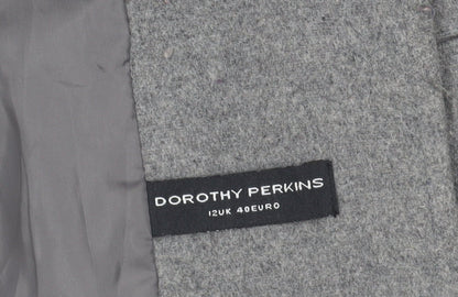 Brand and care label for Dorothy Perkins Grey Buttoned Wool Jacket, size 12