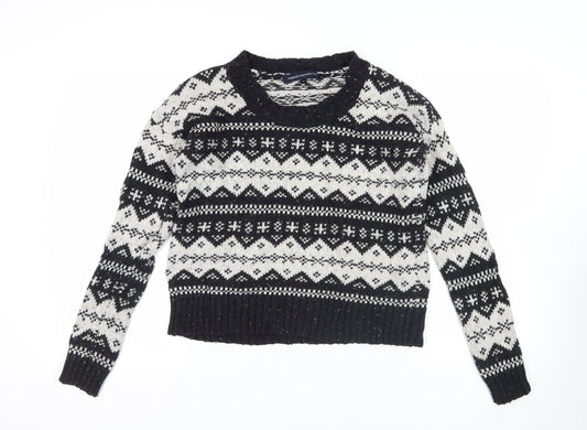 French Connection Black Fair Isle Knit Jumper - Medium