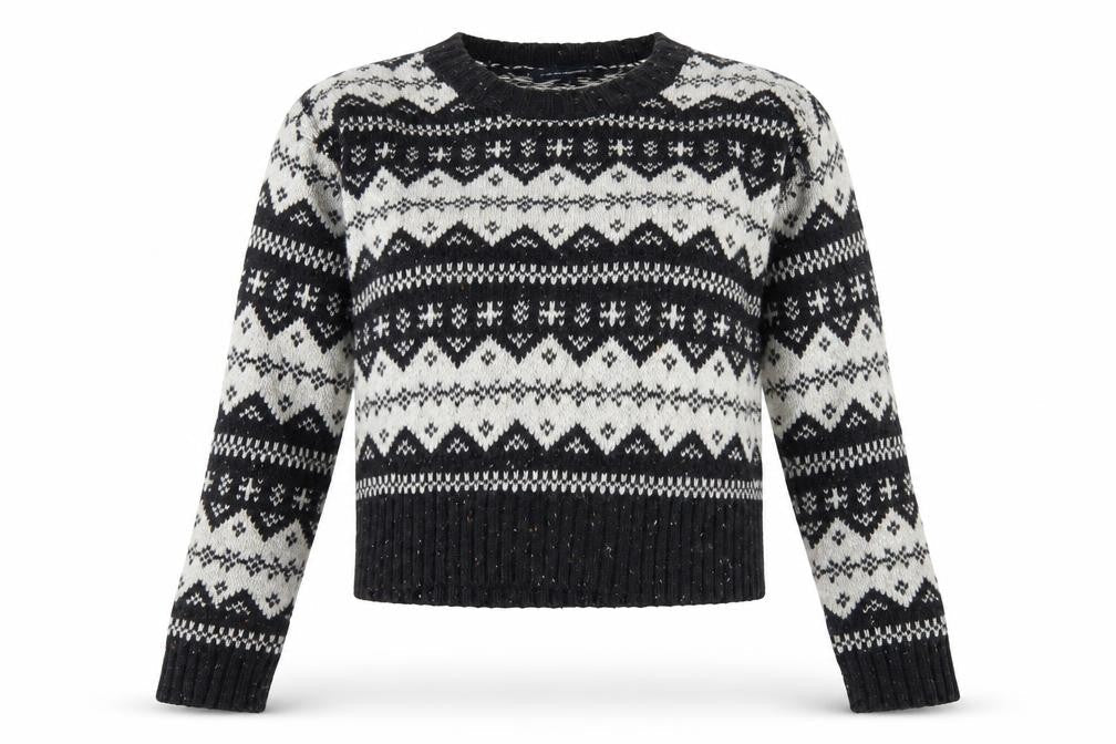 French Connection Black Fair Isle Knit Jumper - Medium