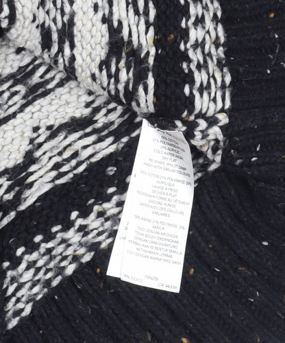 Close-up detail of French Connection Black Fair Isle Knit Jumper - Medium
