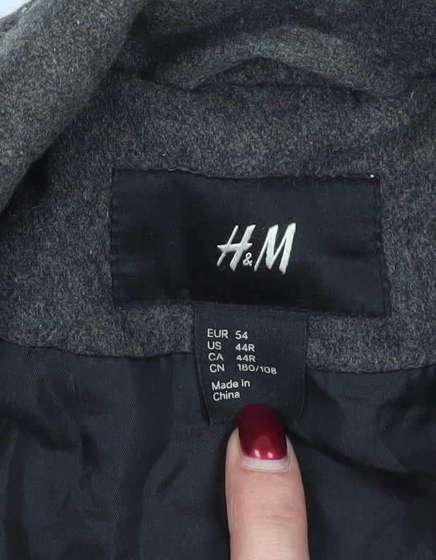 H&M Grey Wool Blend Pea Coat Size 26