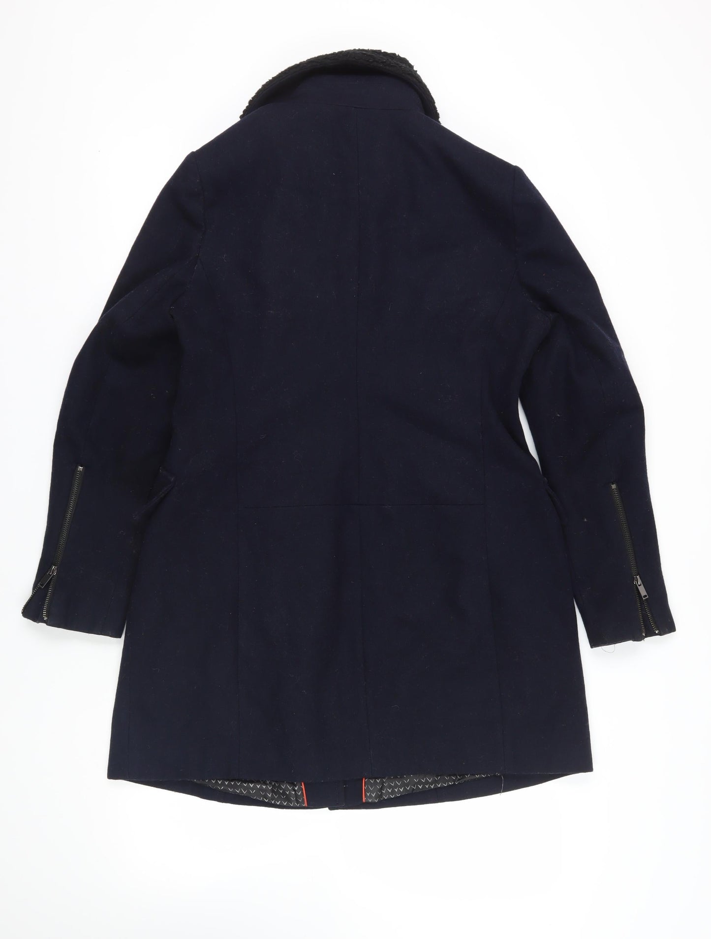 Next Black Wool Overcoat, Size 14, Casual Zip