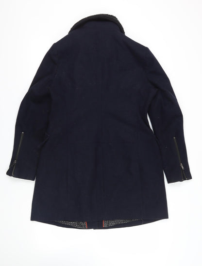 Back view of Next Black Wool Overcoat, size 14, Casual Zip