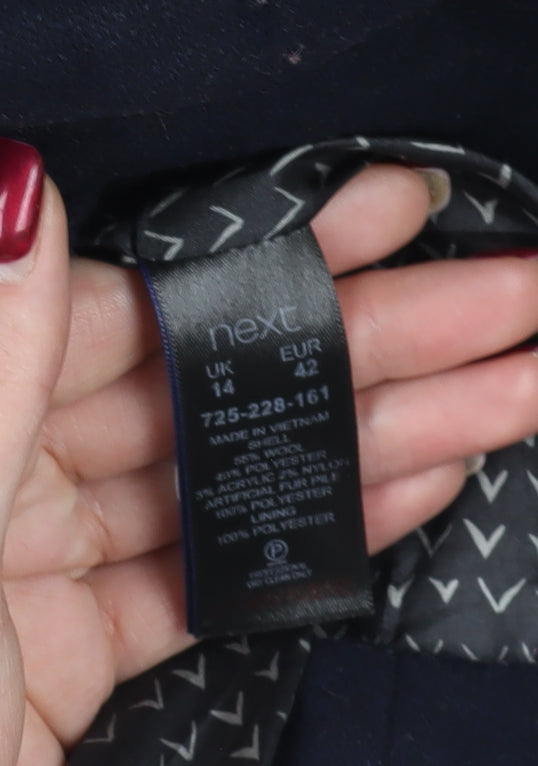 Next Black Wool Overcoat, Size 14, Casual Zip