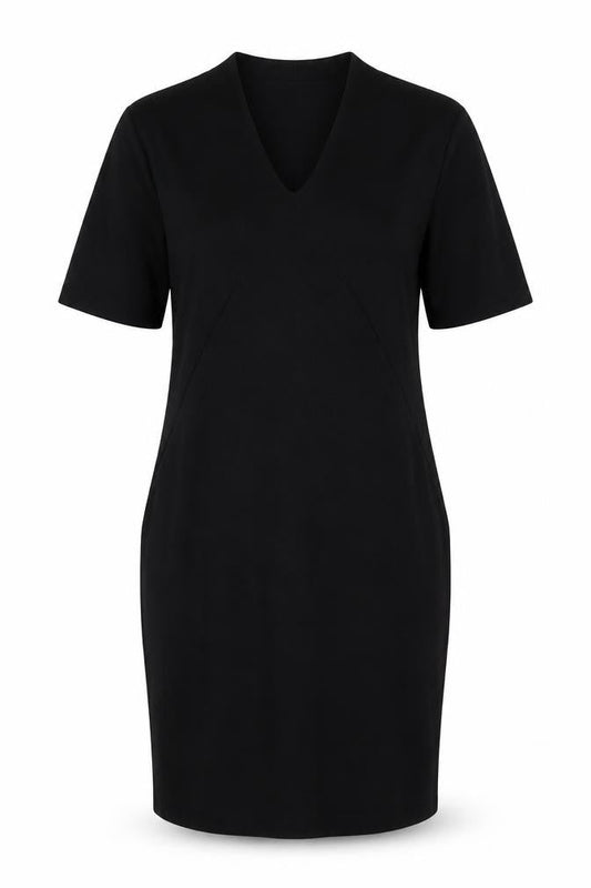 Viz a Viz Womens Black Cotton Pencil Dress Size S V-Neck