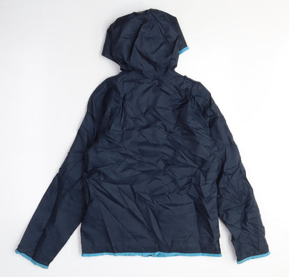 Back view of Quechua boys’ black anorak coat, size 12, years zip
