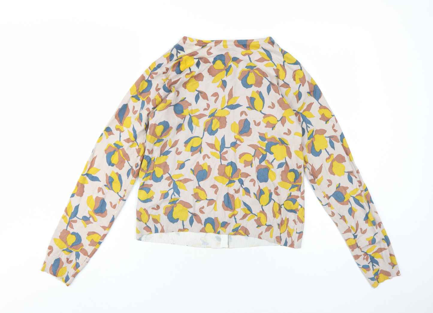 Rachel Zoe Womens Multicoloured Round Neck Geometric Cotton Cardigan Jumper Size M