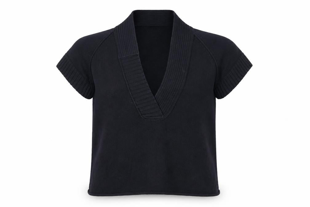 Sandwich Womens Black V-Neck Cotton Pullover Jumper Size M