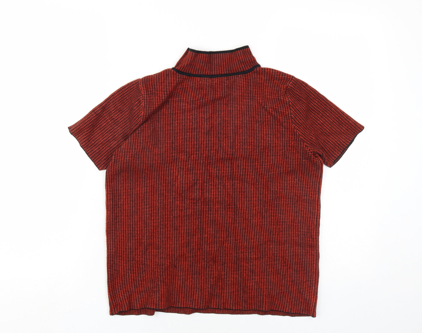 Zara Womens Orange Viscose Basic T-Shirt Size L Mock Neck