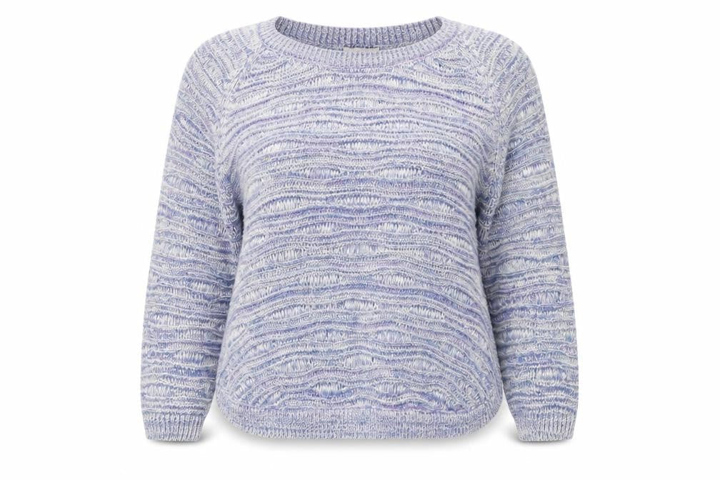 Indigo Womens Blue Round Neck Cotton Pullover Jumper Size 14