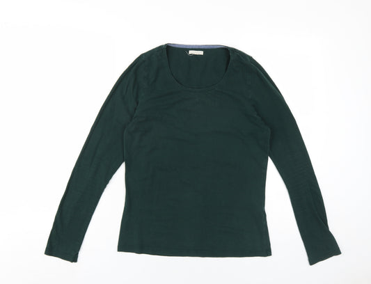 Mud & Water Womens Green Viscose Basic T-Shirt Size 10 Scoop Neck