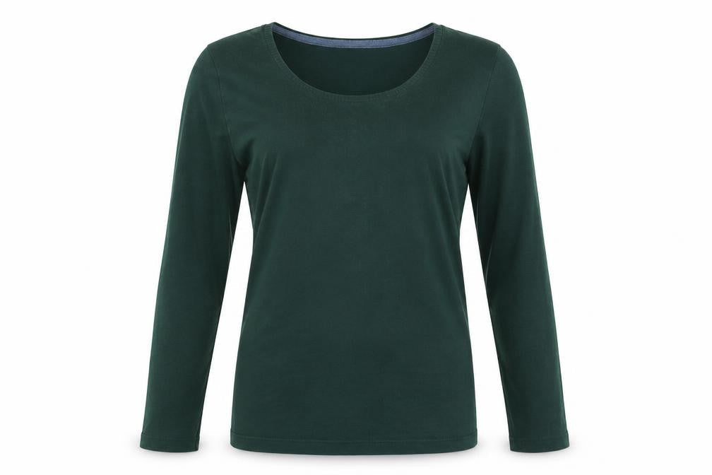 Mud & Water Womens Green Viscose Basic T-Shirt Size 10 Scoop Neck