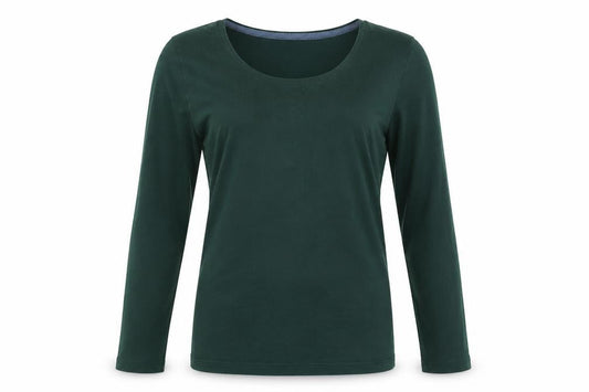 Mud & Water Womens Green Viscose Basic T-Shirt Size 10 Scoop Neck