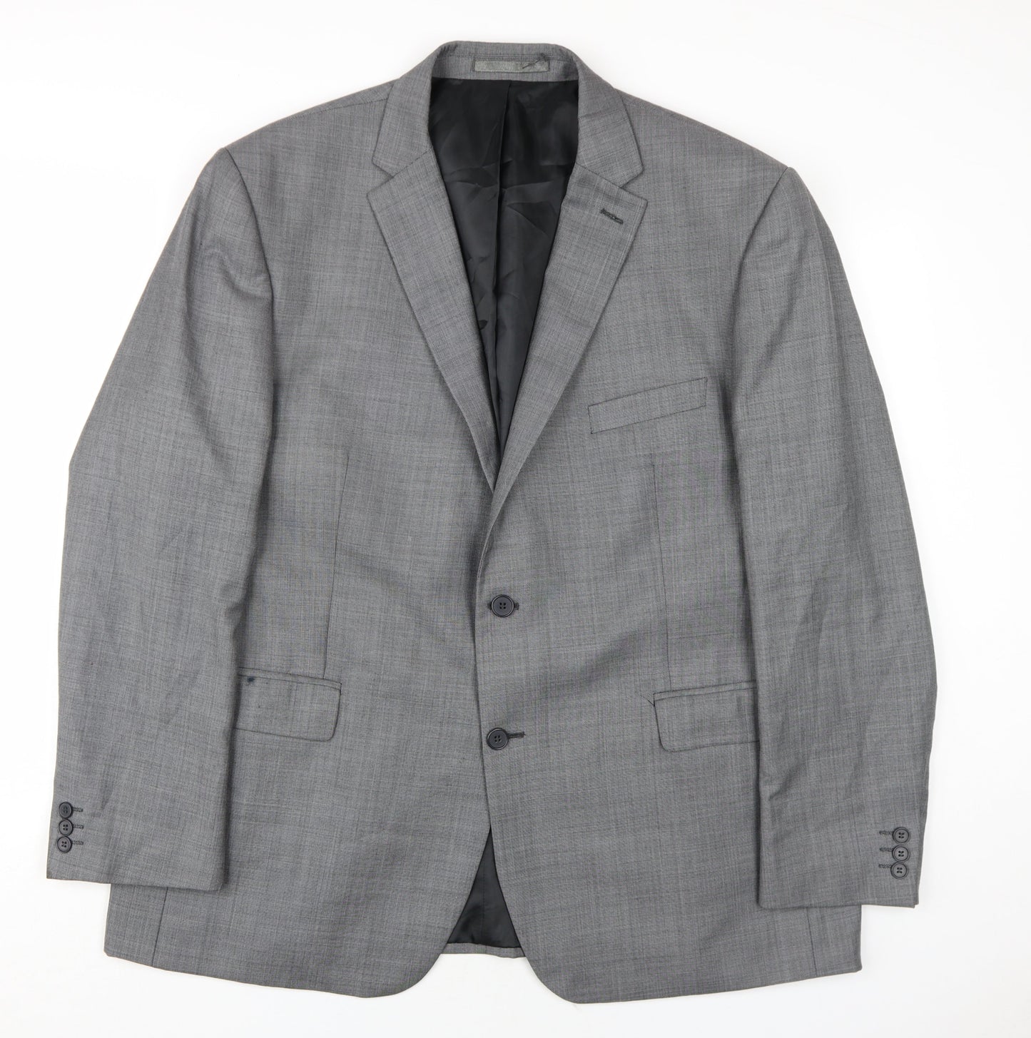 Karl Jackson Mens Grey Polyester Jacket Blazer Size 48 Regular