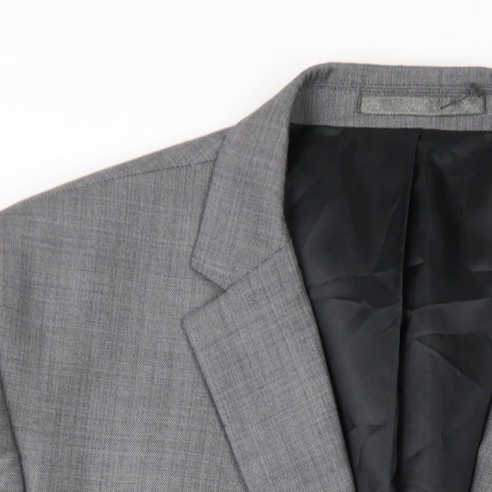 Karl Jackson Mens Grey Polyester Jacket Blazer Size 48 Regular