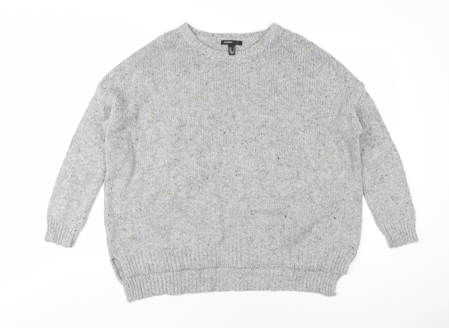Mango Womens Grey Round Neck Acrylic Pullover Jumper Size M