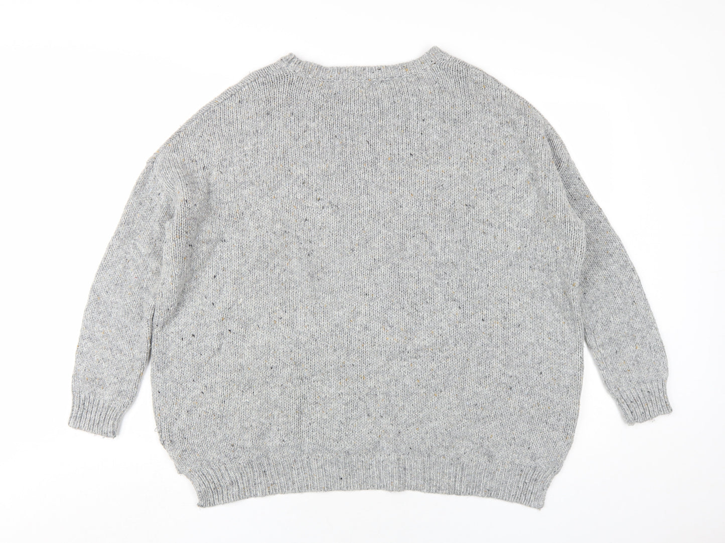 Mango Womens Grey Round Neck Acrylic Pullover Jumper Size M