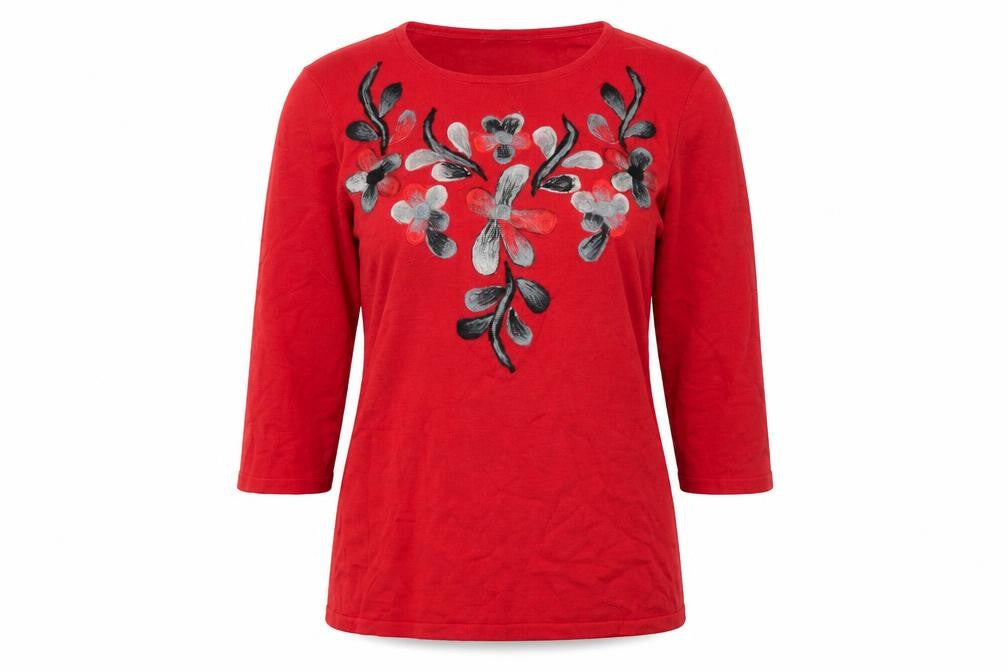 Anna Rose Womens Red Round Neck Viscose Pullover Jumper Size M