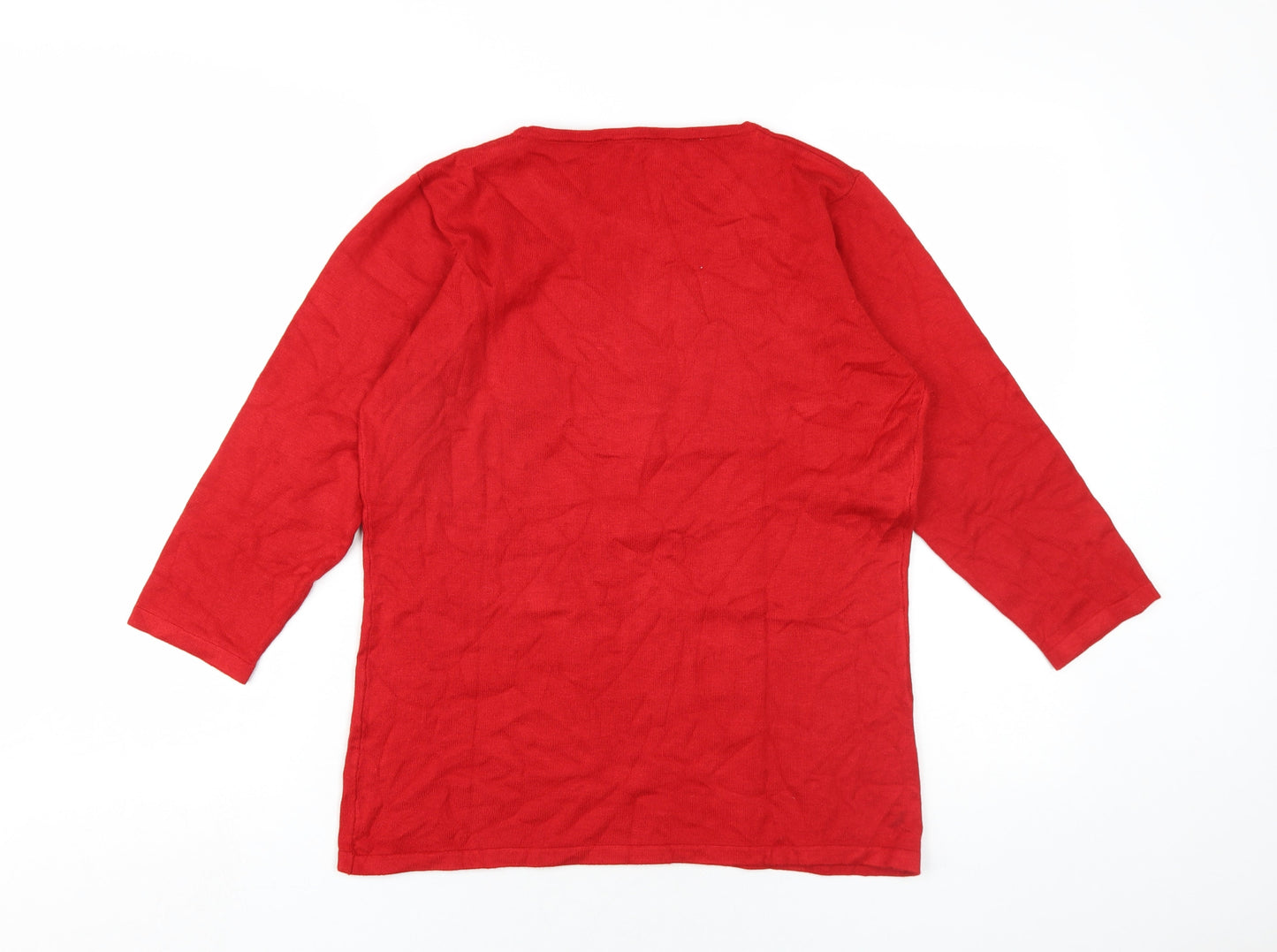 Anna Rose Womens Red Round Neck Viscose Pullover Jumper Size M